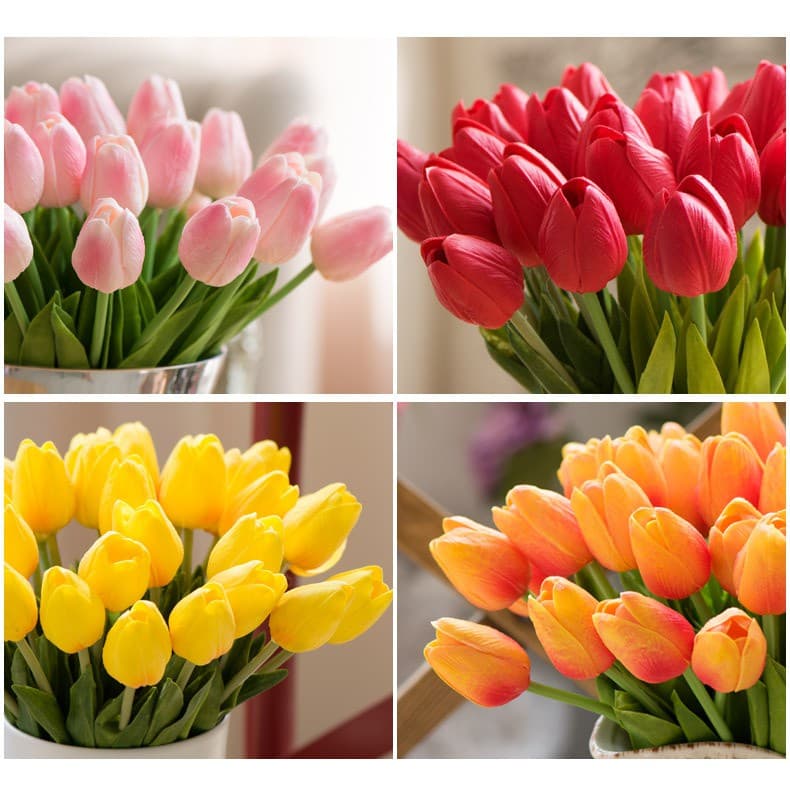 Tulipa Flores artificiais planta artificial Arranjo de flores Flor de decoração de mesa