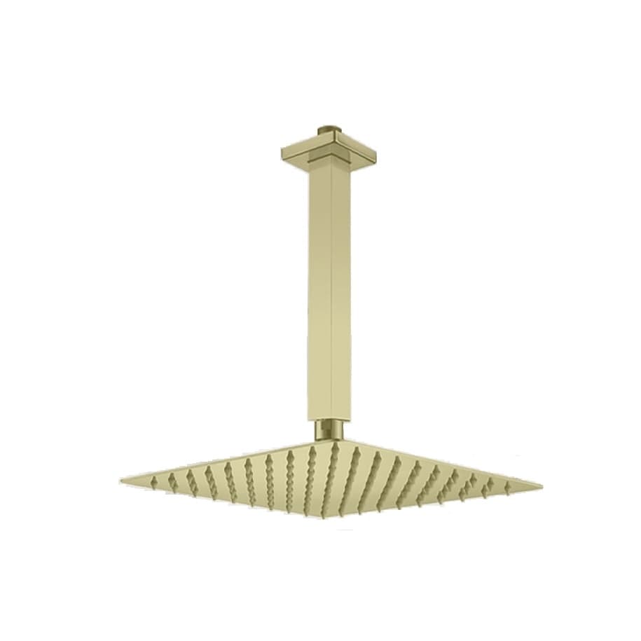 Ducha Teto Quadrada Dourada em Inox 20x20 Braco 20 Cm Gold