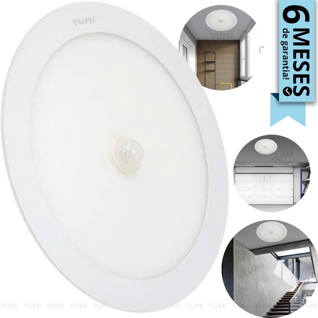 Plafon Led Com Sensor De Presença  Movimentos 18w Sobrepor Ou Embutir 6 meses Garantia Branco Frio 6000k 110v/220v