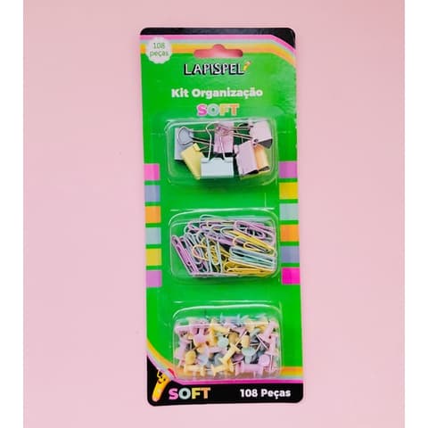 Organizador lapispel soft clipes, alfinetes e bides 108 peças