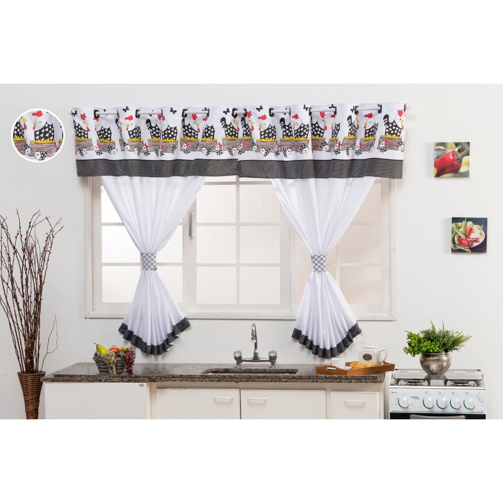 Cortina Para Cozinha 2.60 Pôr 1.40 Metros De Altura C/bandô Promoção