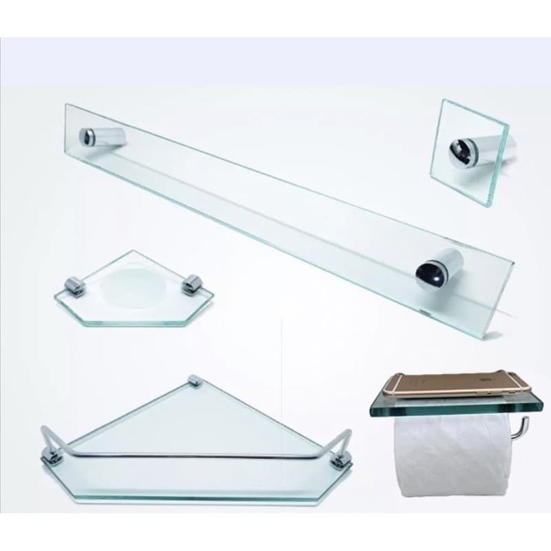 kit para banheiro canto  5 peças incolor verde fume