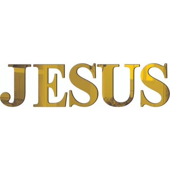 Palavra Jesus Em Acrílico Espelhado  Dourado - Ideal pra pulpitos