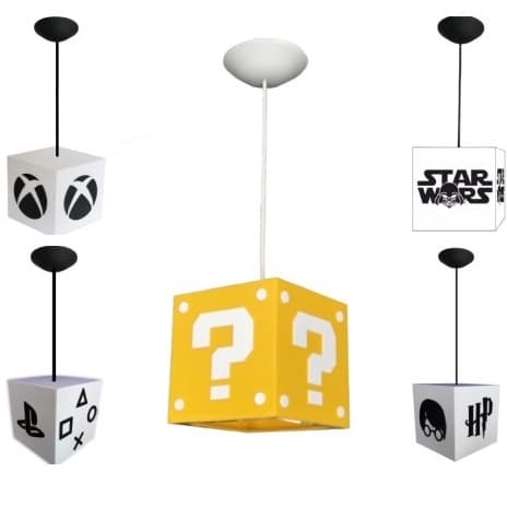 Luminária Teto Pendente Decoração Temática Geek Gamer Retrô - Diversos Modelos
