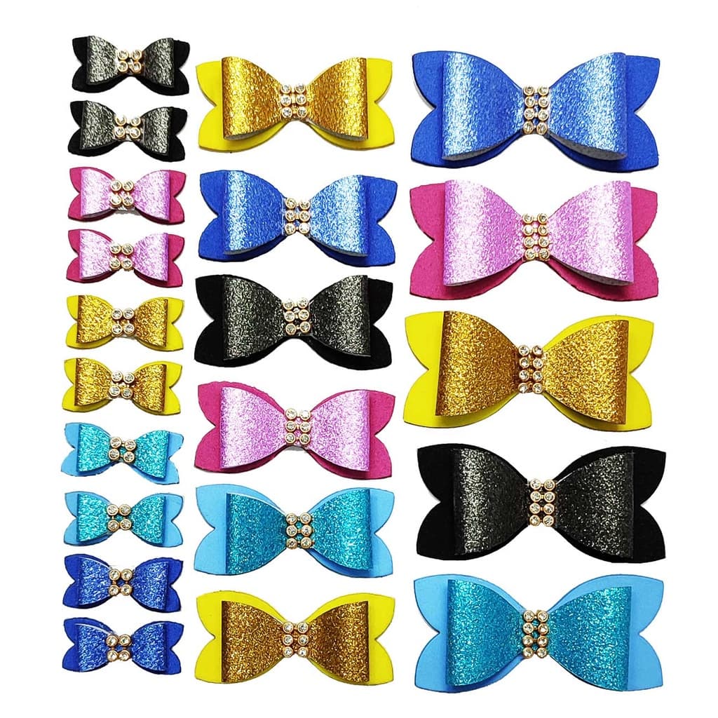Kit 50 Laços Adesivos Glitter P,M&G Pet Shop Cão Gato PETS