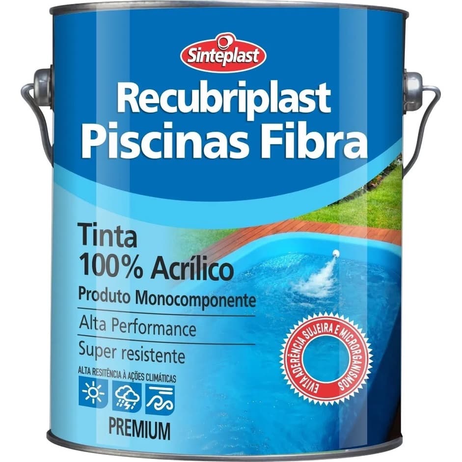 Tinta Acrilica Para Piscina De Fibra Impermeável 3,6lts Recubriplast