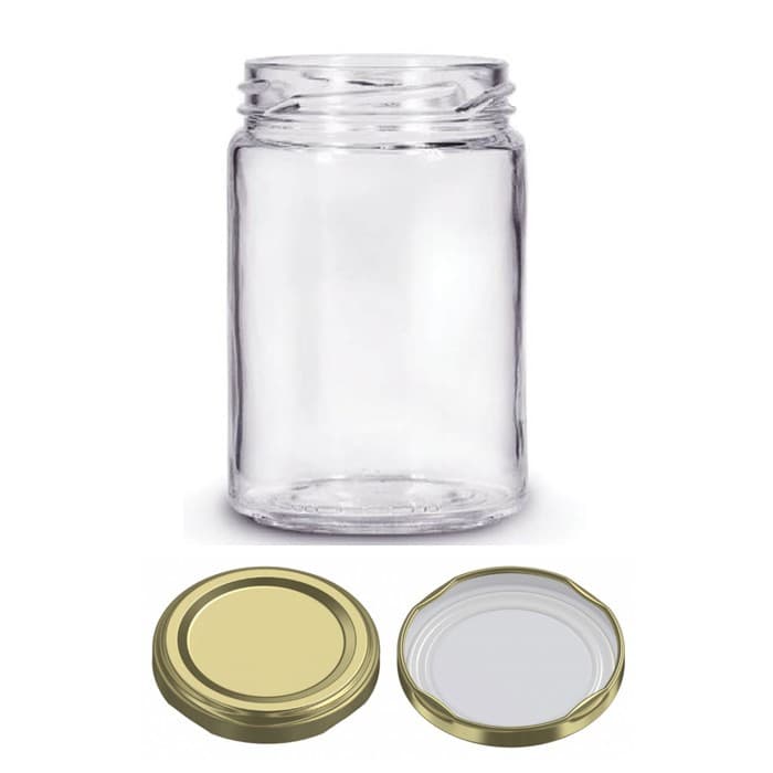 Kit 6 Pote De Vidro Andino 360ml - Para Conserva, Geleia, Bolo de Pote Tampa Dourada