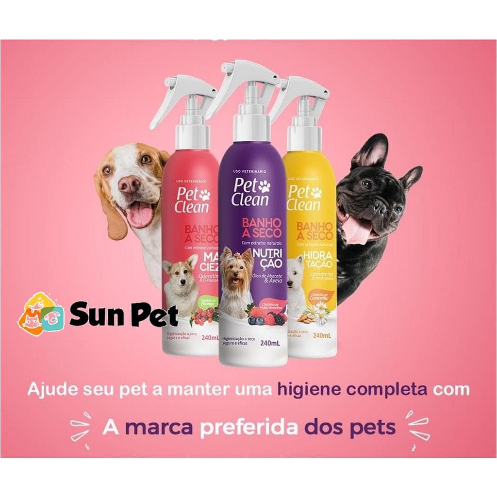 Banho A Seco Perfumado Pets Cães E Gatos Pet Clean Hidratação e Eficaz - 240ml