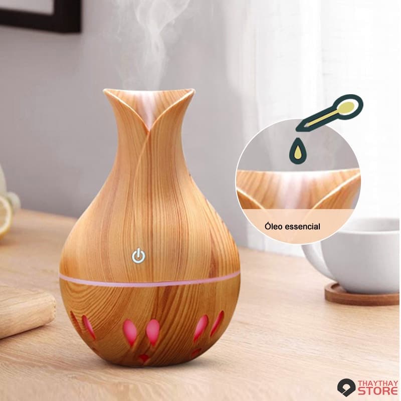 Mini aromatizador ambientes Vaso Ambientes USB Madeiraa