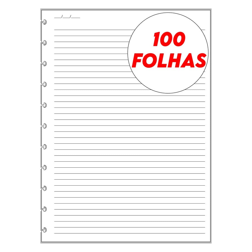 Refil Caderno Inteligente Grande Pautado 90g Compatível 100f