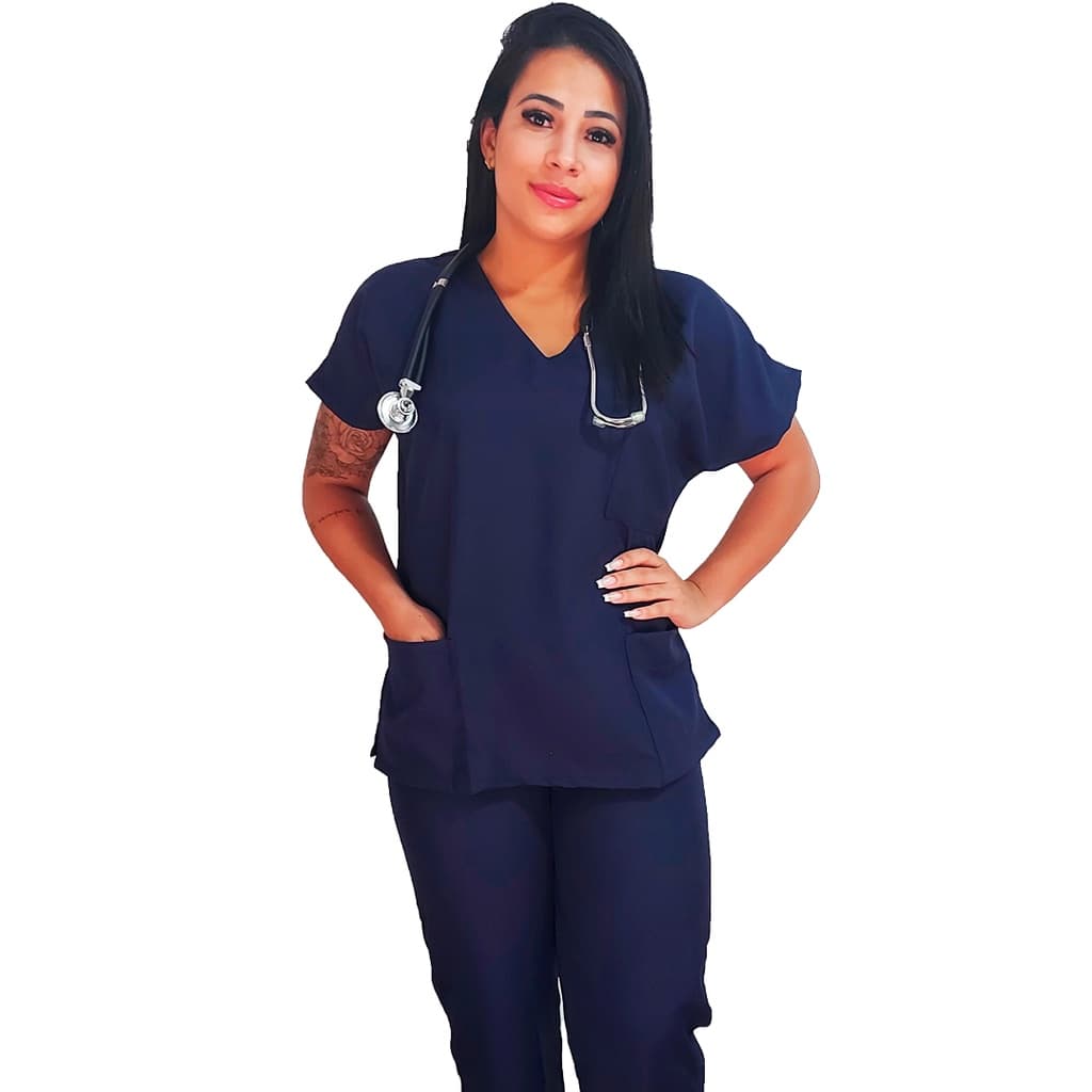 Pijama Hospitalar Cirurgico Scrub Feminino AZUL MARINHO TRADICIONAL CENTRO CIRURGICO