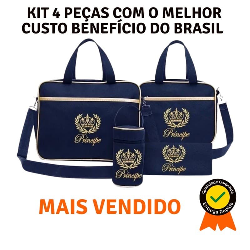Kit Bolsa Mala Maternidade Menino e Menina Completo 4 peças + trocador Saida de Maternidade Bolsa Bebe- Príncipe