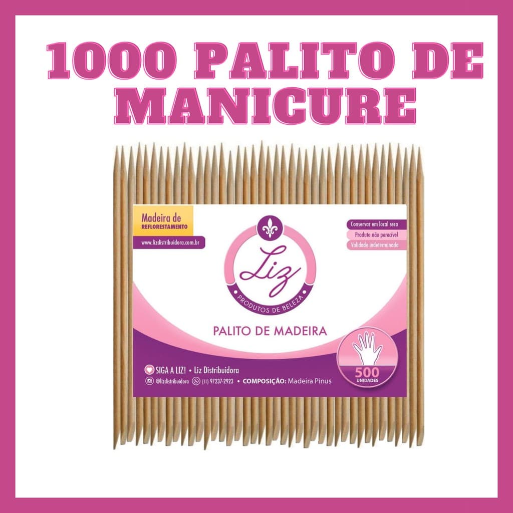 1.000 Palitos de manicure ponta e chanfro Liz produto de Beleza
