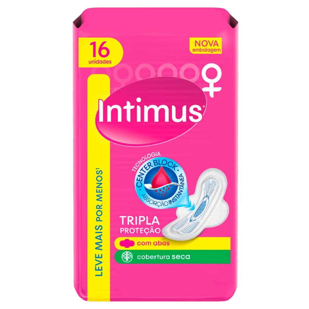 Absorvente Externo Intimus Tripla Proteção Seca com Abas Leve 16 Pague 14