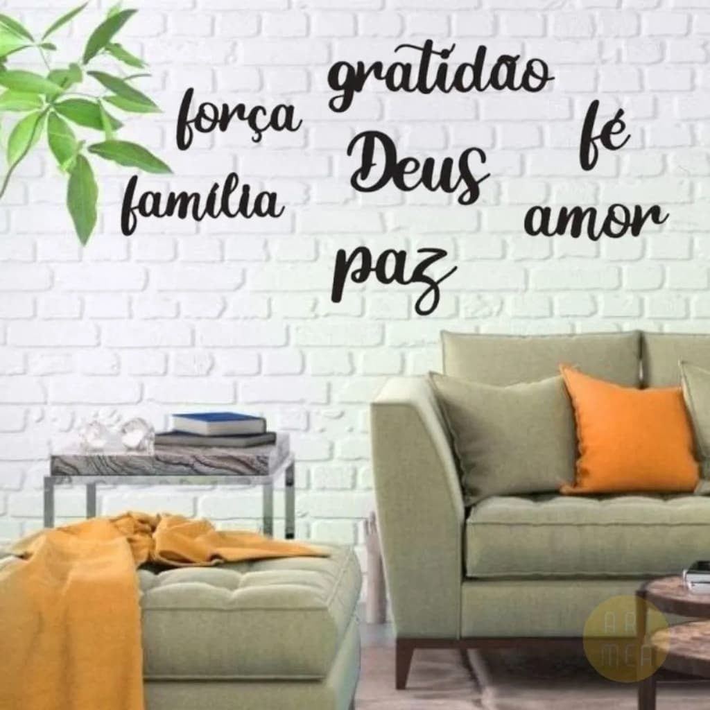 Letreiro Enfeite Decoração Mdf Palavras Gratidão Família Amor Fé Deus 30x12cm Oferta
