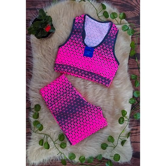 Conjunto de academia premium estampado fitness.