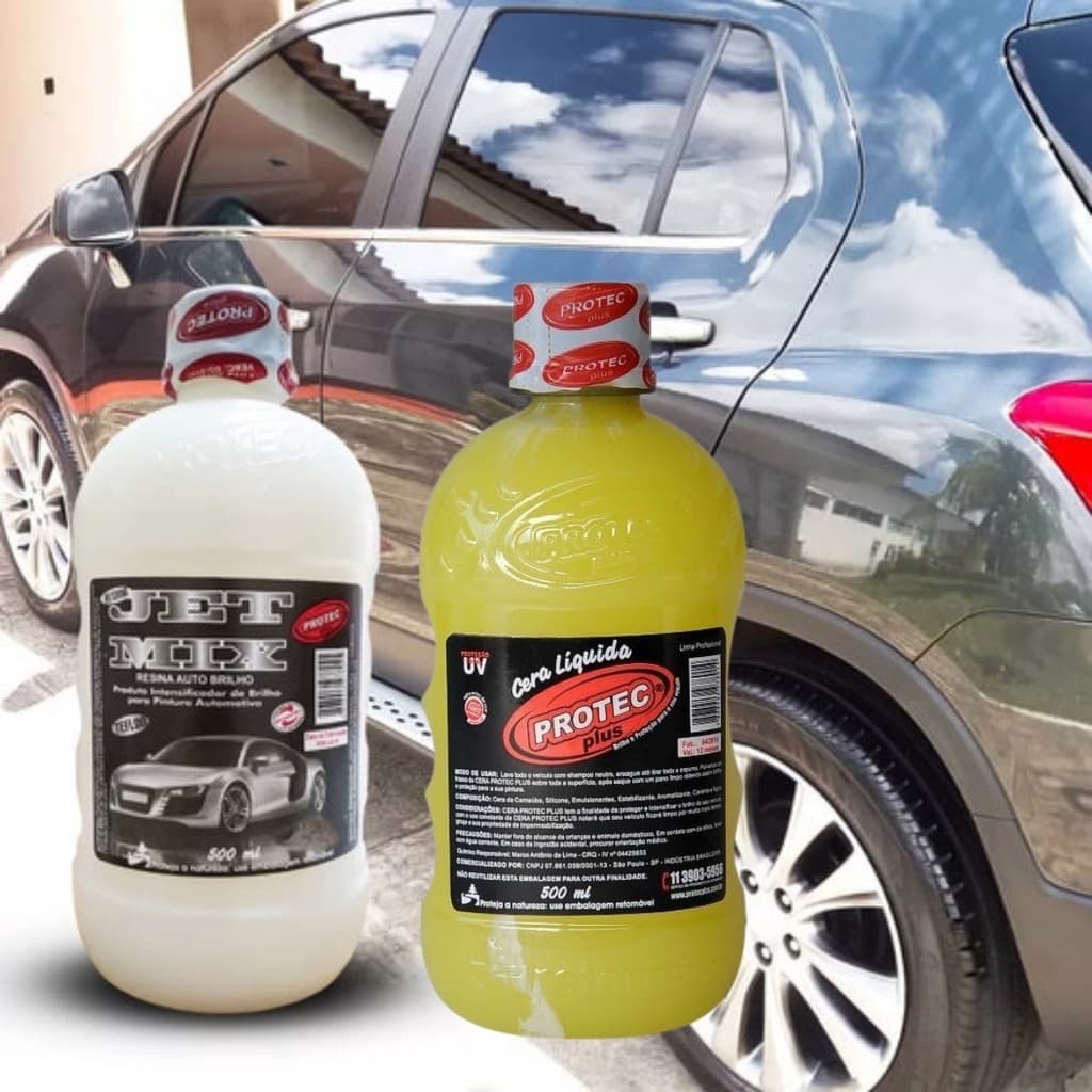 Cera Automotiva Liquida Resina Carnaúba Estética Protec Espelhamento Kit Cera + Resina 1 Litro