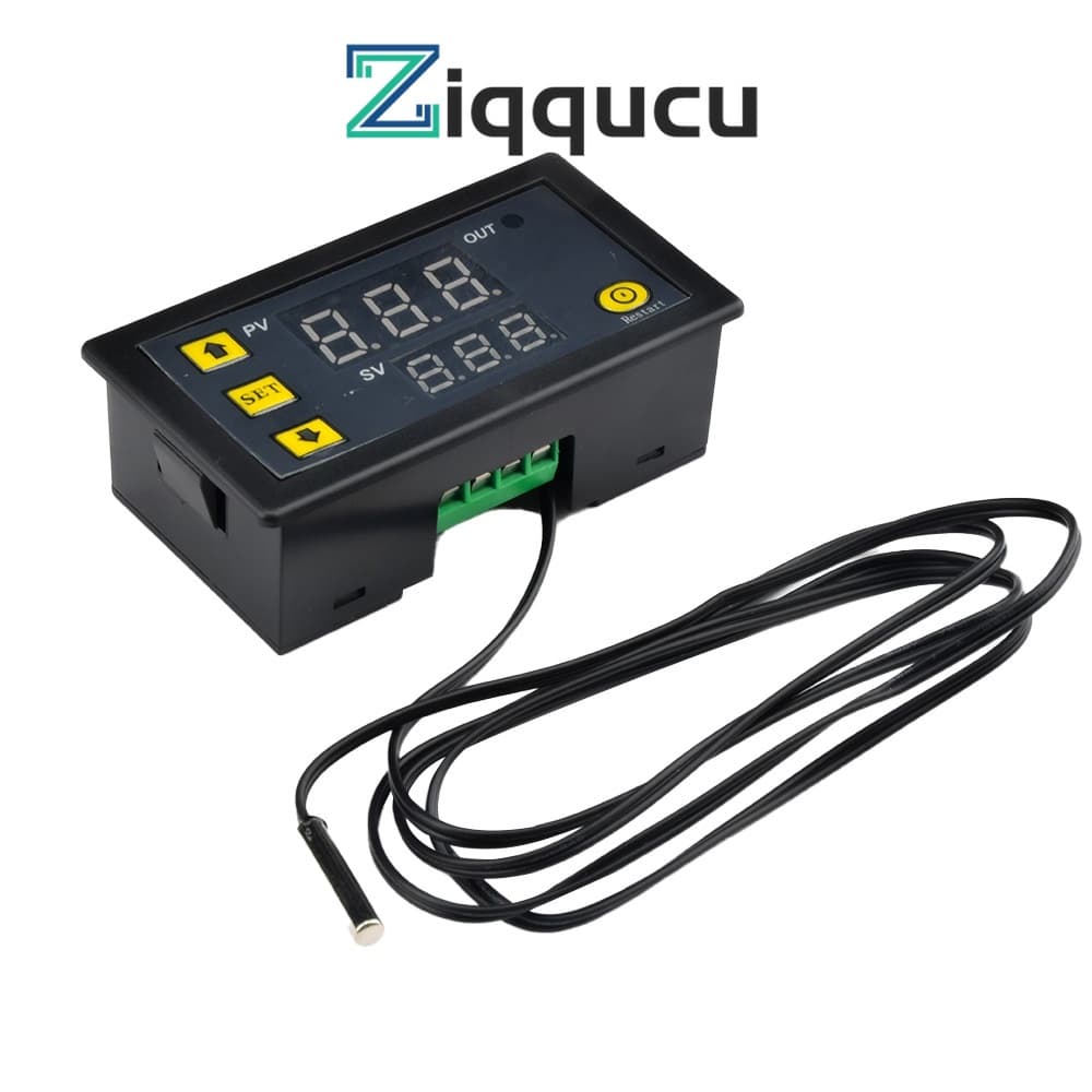 Ziqqucu W3230 12V 24V 110-220V-55 ~ 120 ° C Termostato De Temperatura Digital LED De Alta Precisão Controle Sensor De Interruptor Vermelho E Azul Tela