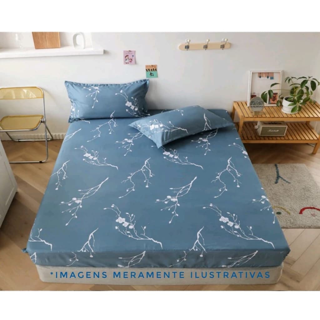 Jogos de Cama Box Casal 3 peças Kit Virol Lençol Micropercal Estampado