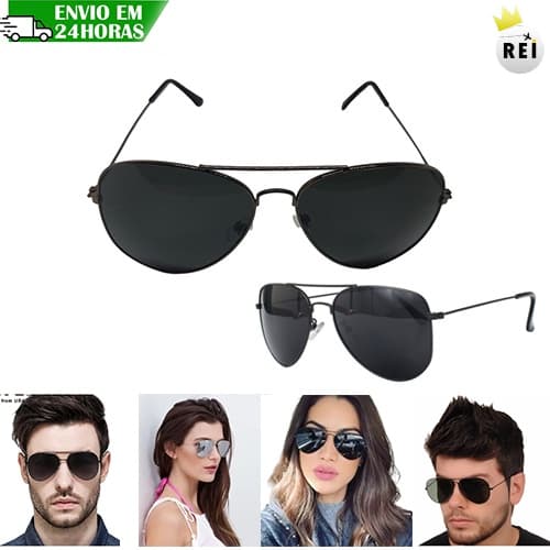 Óculos de Sol SM Aviador Feminino Masculino Proteção UV400 Preto/Prateado