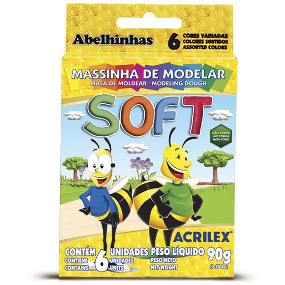 Massa de Modelar Acrilex Soft 6 Cores