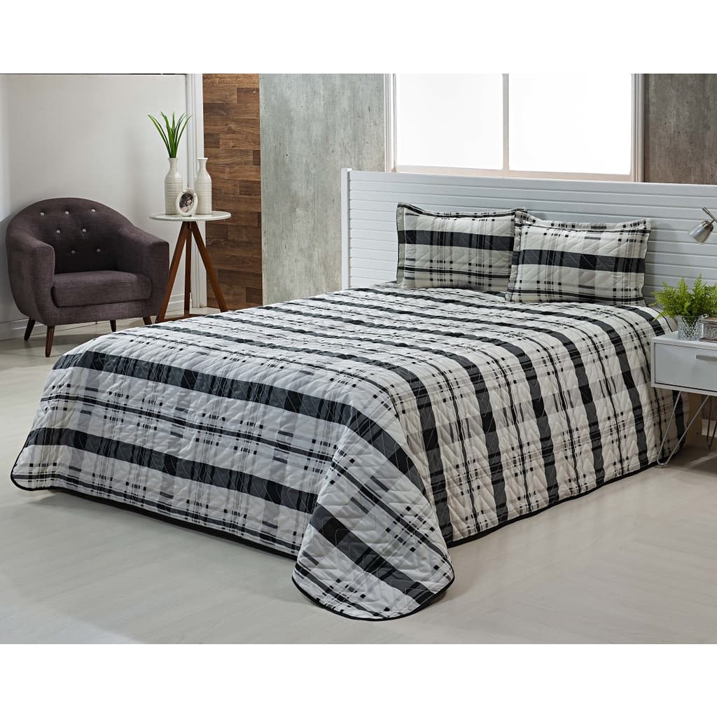 Colcha Casal 3 Peças Estampada 2,40m x 2,20m 150 fios 100% Algodão