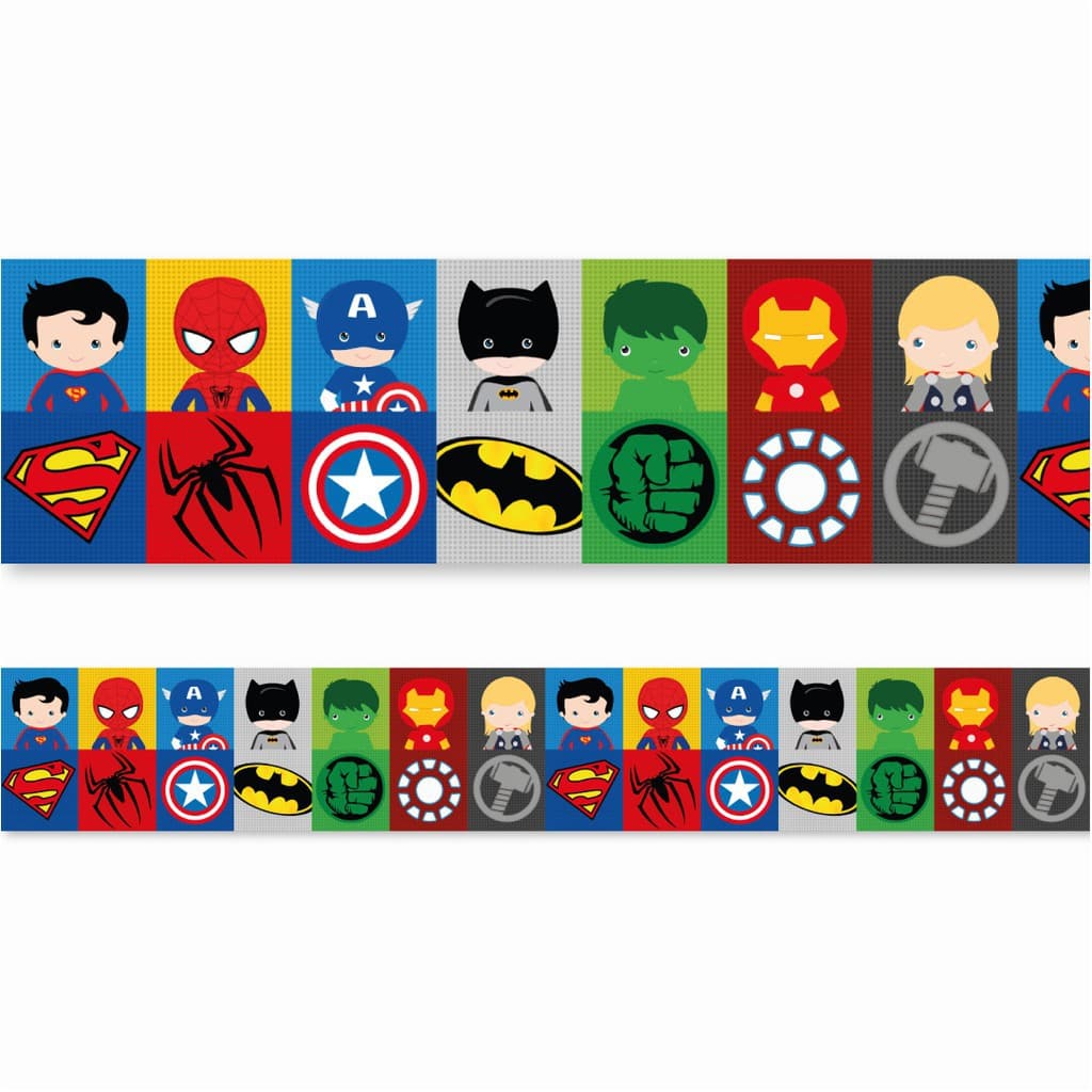 1 Faixa Adesiva Decorativa de Parede Super Heróis Kids - Quarto de Menino.RCC DECORAÇÕES