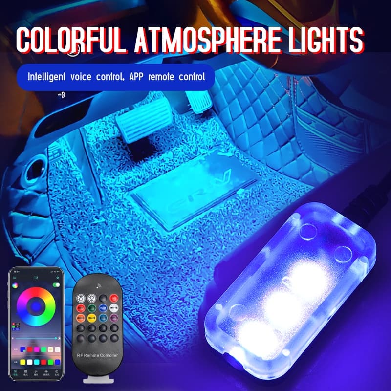 Led Decoração Do Carro Luz De Fundo Interior Atmosfera Luzes RGB APP Sem Fio Remoto Modos Música Lâmpada Ambiente
