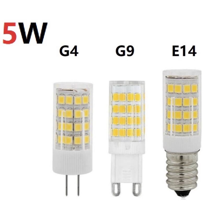 kit com 12 lâmpadas g9, branco frio, de 5w e com 9 lâmpadas g4, branco frio, de 5w