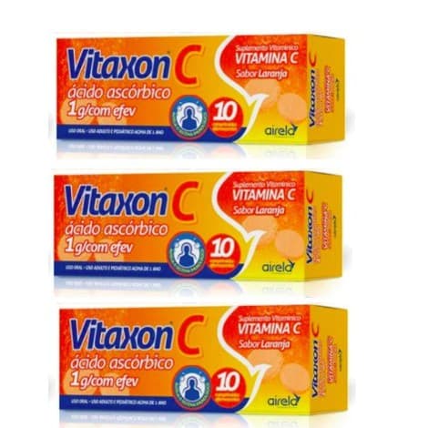 Vitamina C 1g Kit C/3 unidades Vitaxon C/10 Comprimidos efervescentes