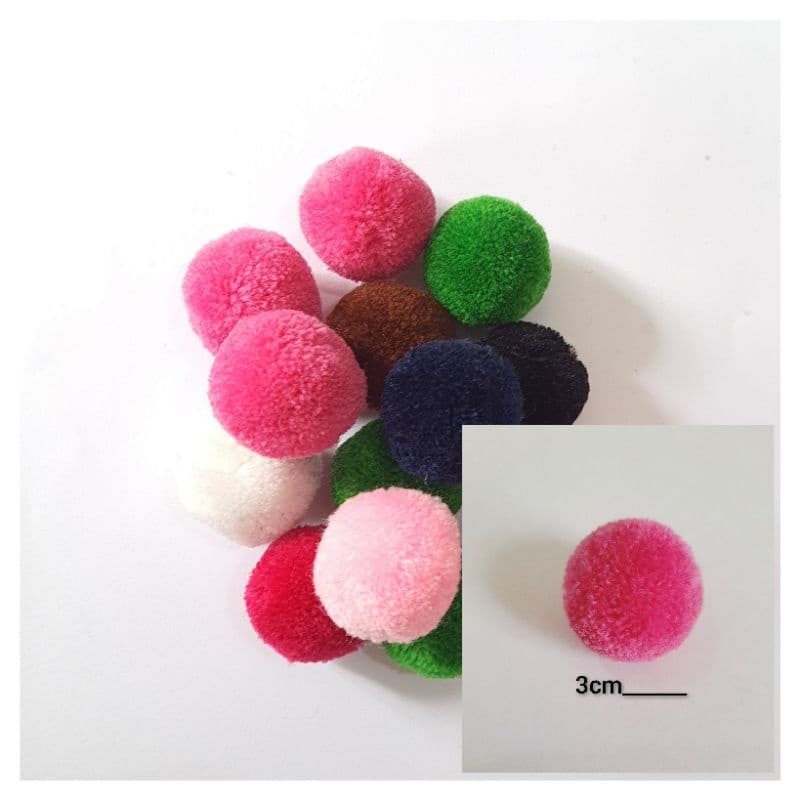 12 Pompom 30MM Sortidos  para  Artesanatos
