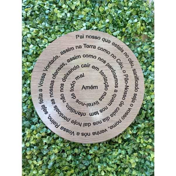 Mandala Oração Pai Nosso em MDF amadeirado 20cm/30cm/40cm