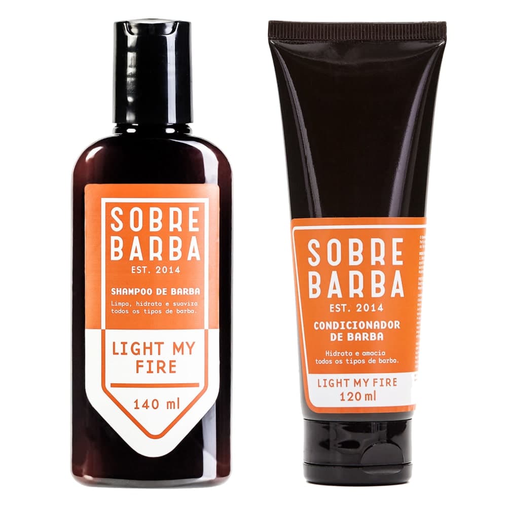 Kit Shampoo Para Barba e Condicionador Para Barba Light My Fire Sobrebarba