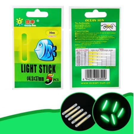 5 Bastão Luminoso Pesca Noturna Luz Química 4,5 x 37mm Light Stick