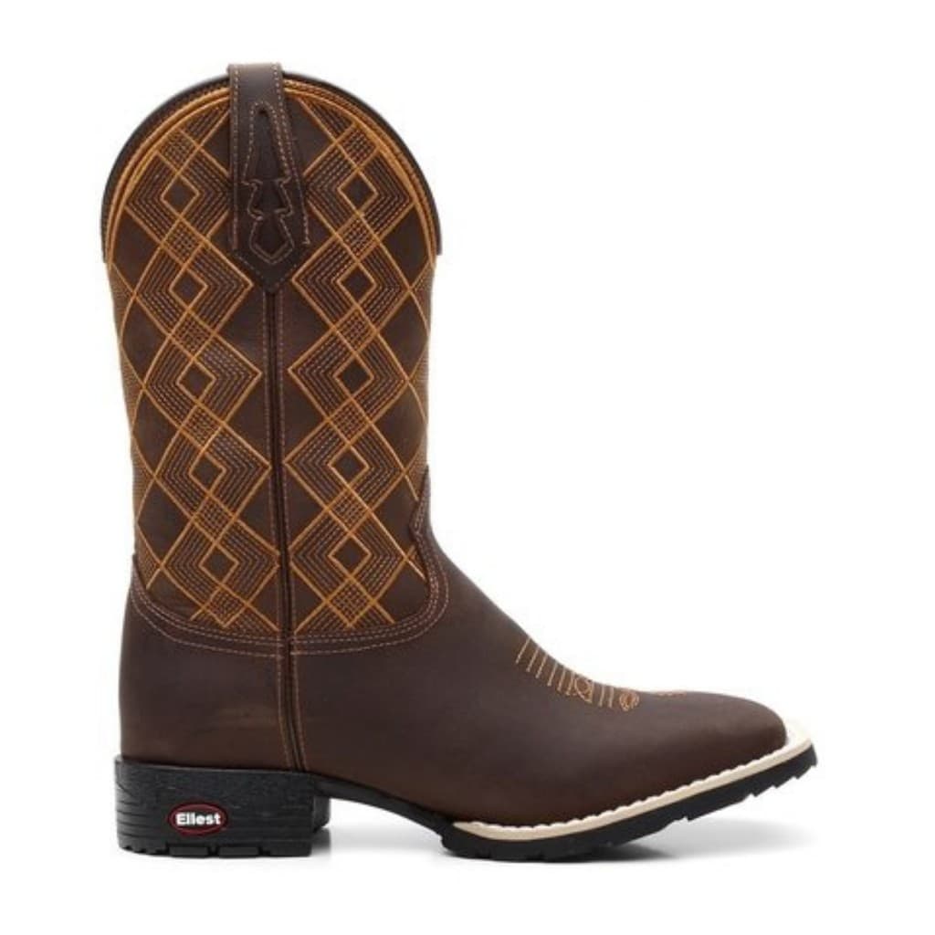 Bota Texana Country Masculina Xadrez Orange Super Promoção