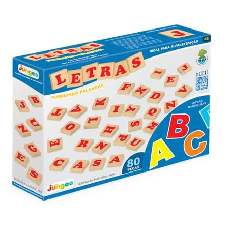 Kit de Letras com 80 peças em madeira Junges