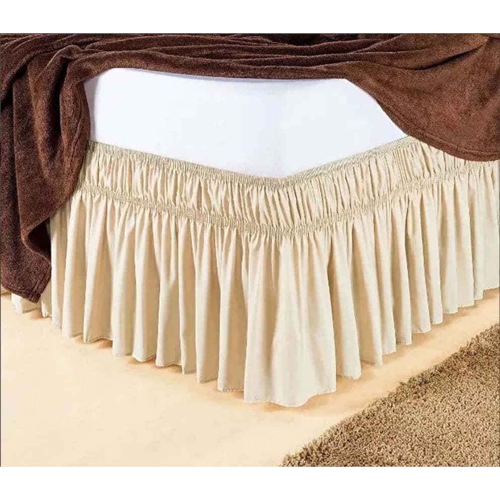 Saia Box Para Cama Casal Super King Bege