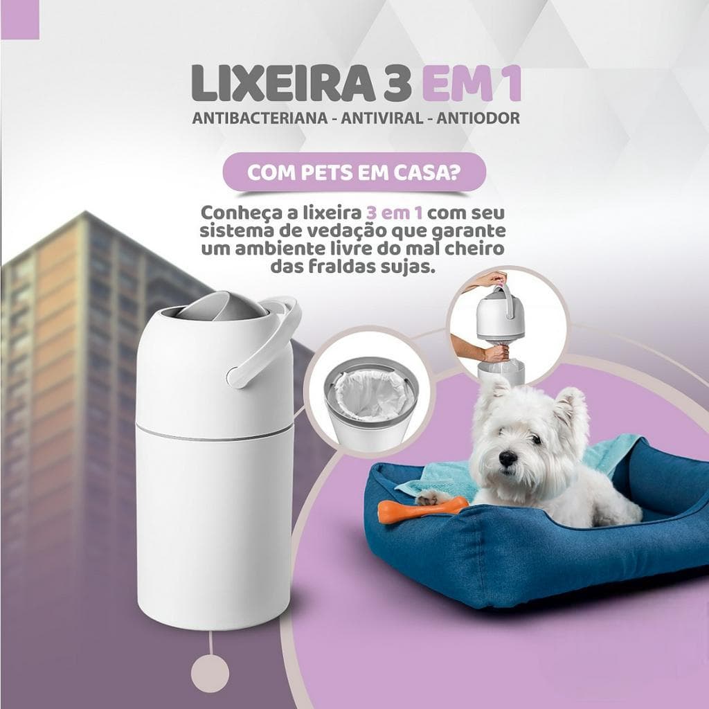 Lixeira Antiodor Baby Mel para Fraldas ou Saquinhos dos Resíduos Pet (10L)
