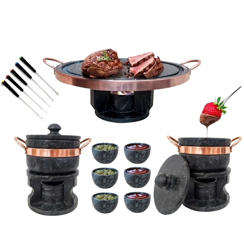 Kit Fondue 1 De 37 Cm 2 De 800ml 6 Tigelas 6 Garfinhos