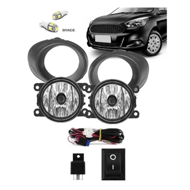 Kit Farol De Milha Ford Ka 2015 A 2019 Com Moldura  + Par de pingo t10 5050 5 leds