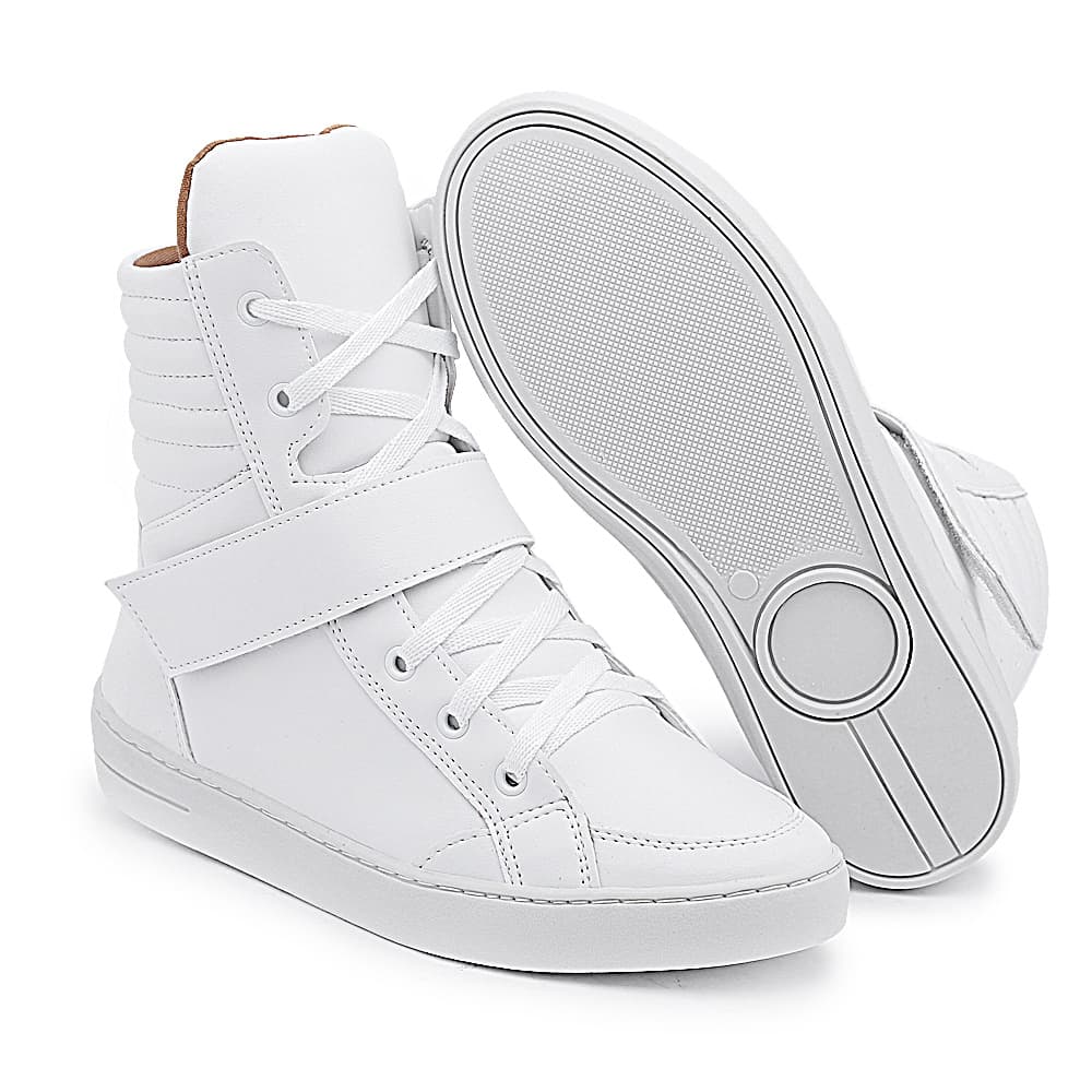 Tênis feminino cano alto fitness almofadado academia Tenehi Branco
