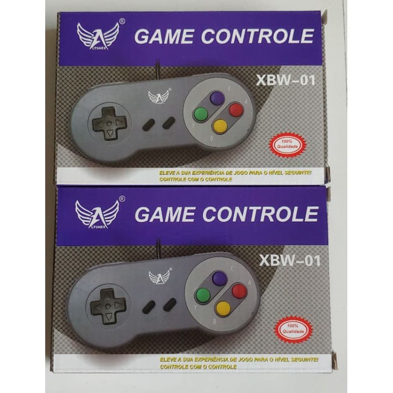 CONTROLE USB SUPER NES NOVO LOTE 2 PEÇAS CONTROLE USB SUPER NINTENDO NOVO NA CAIXA!! EXCELENTE QUALIDADE!!