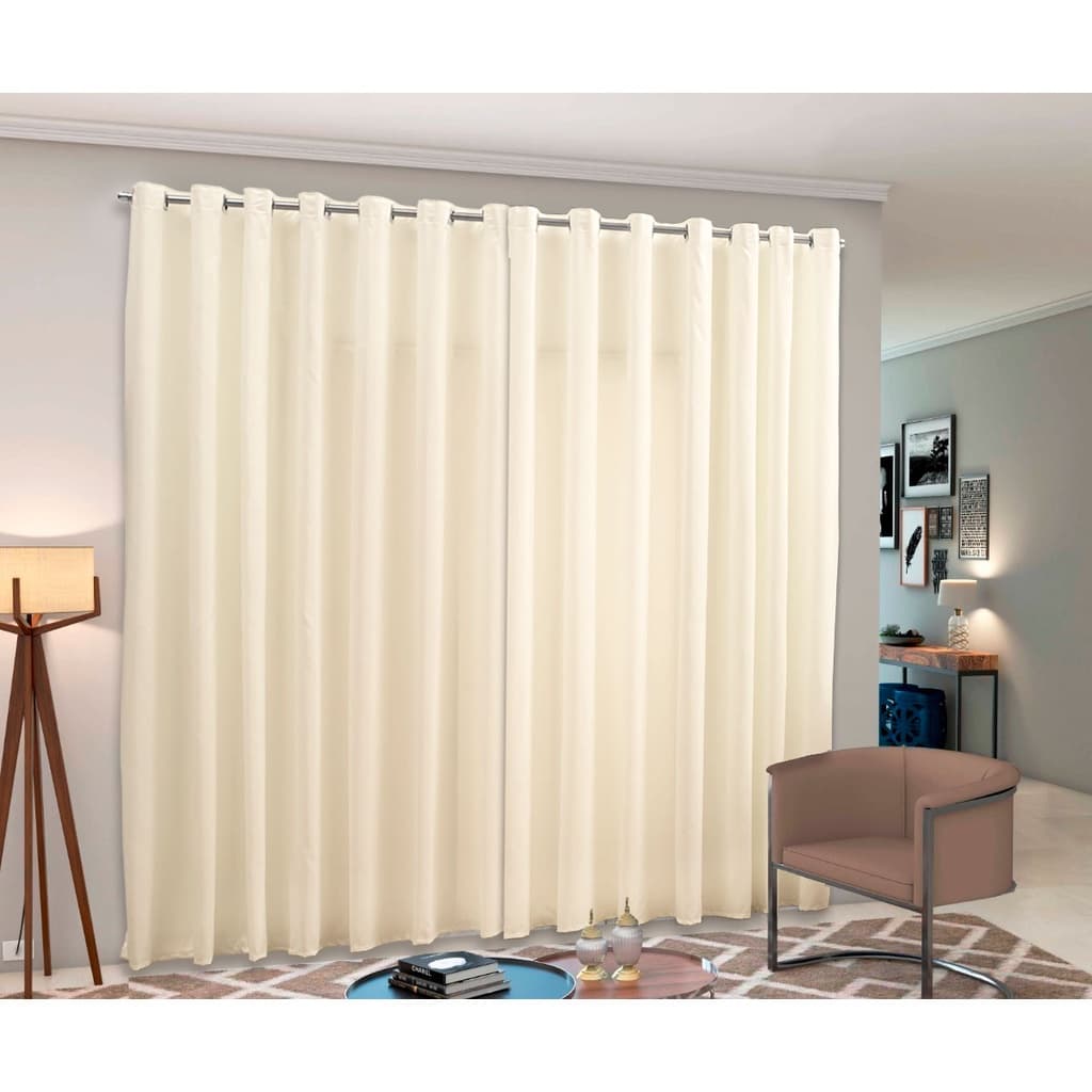 Cortina Para Sala e Quarto Elegante Tecido - 3 Metros Palha