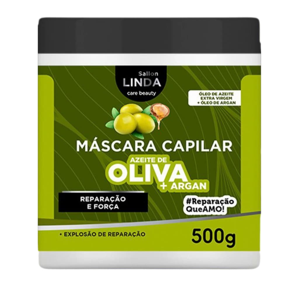 Máscara Hidratante Capilar Azeite de Oliva + Argan Sallon Linda 500g Restauração e Força