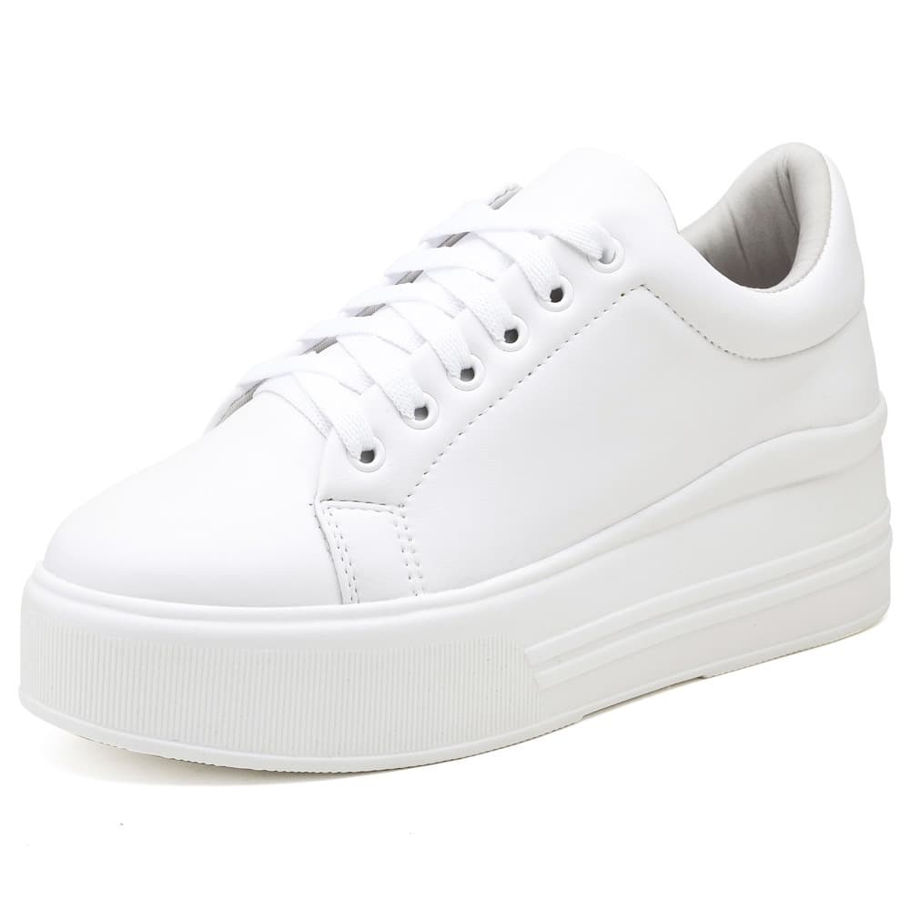 Tênis Feminino Casual Plataforma Flatform Branco Promo