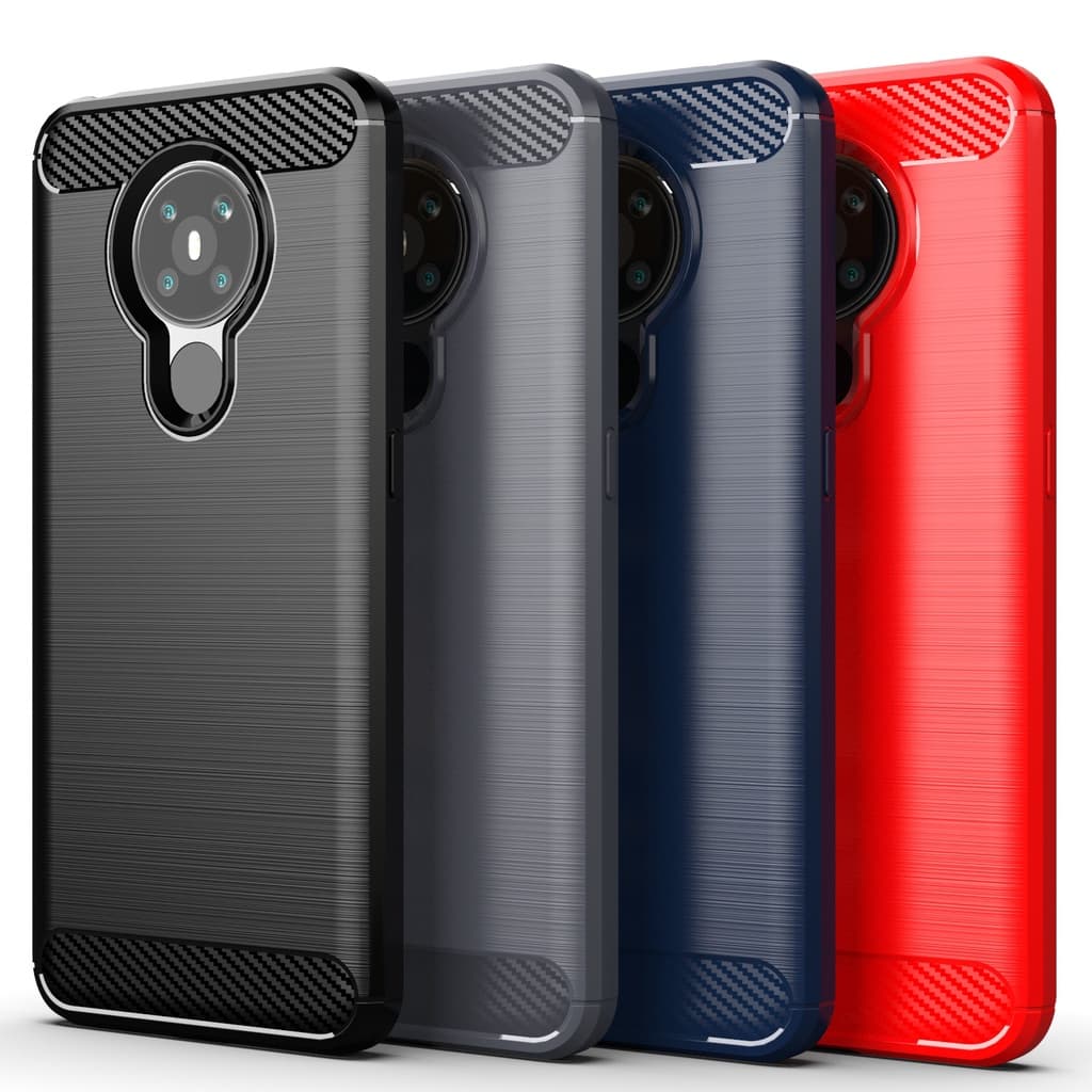 Para Nokia 5.3 8.3 Capa À Prova De Choque De Fibra De Carbono Texturizada Escovada Macia