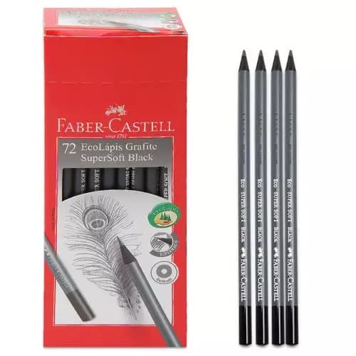 Kit Ecolápis Grafite SuperSoft Black Faber-Castell Lápis de Escrever Supermacio Redondo