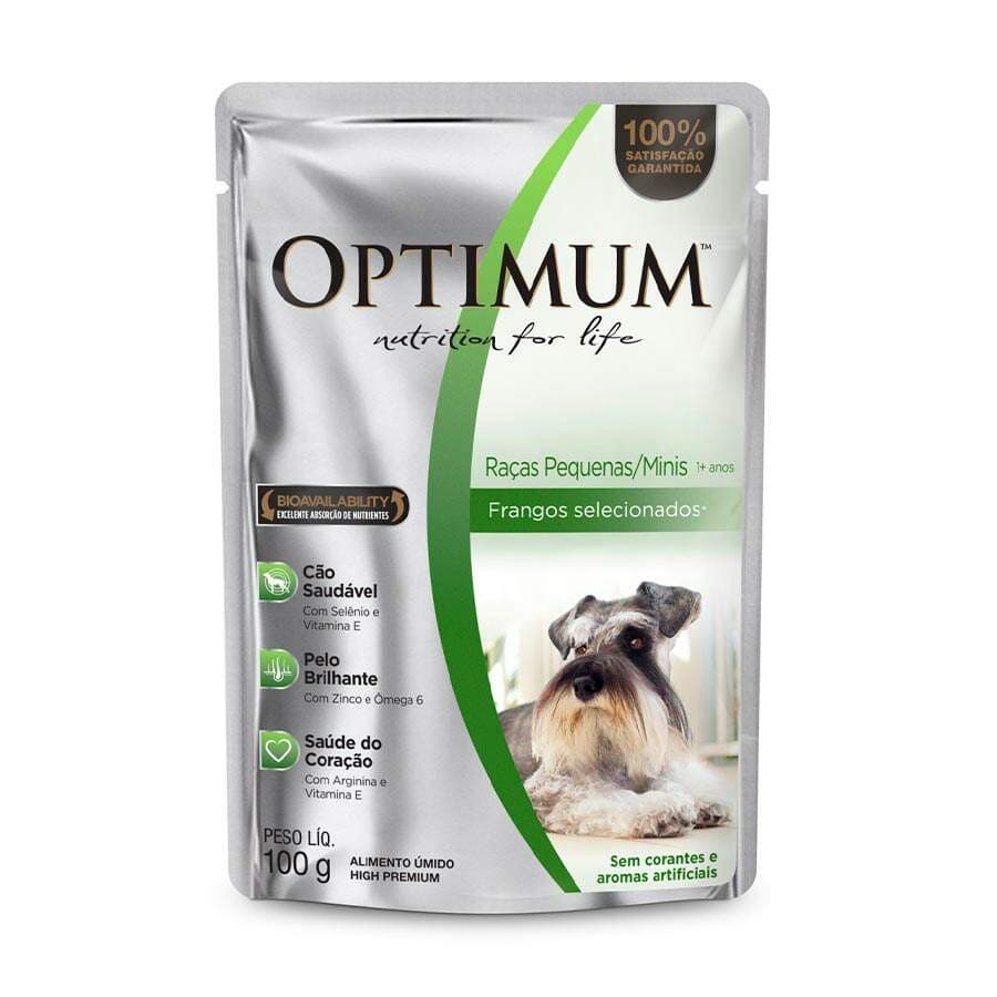Ração Umida Optimum Sachê para Cães Adultos de Raças Pequenas Sabor Frango - 100g cachorro
