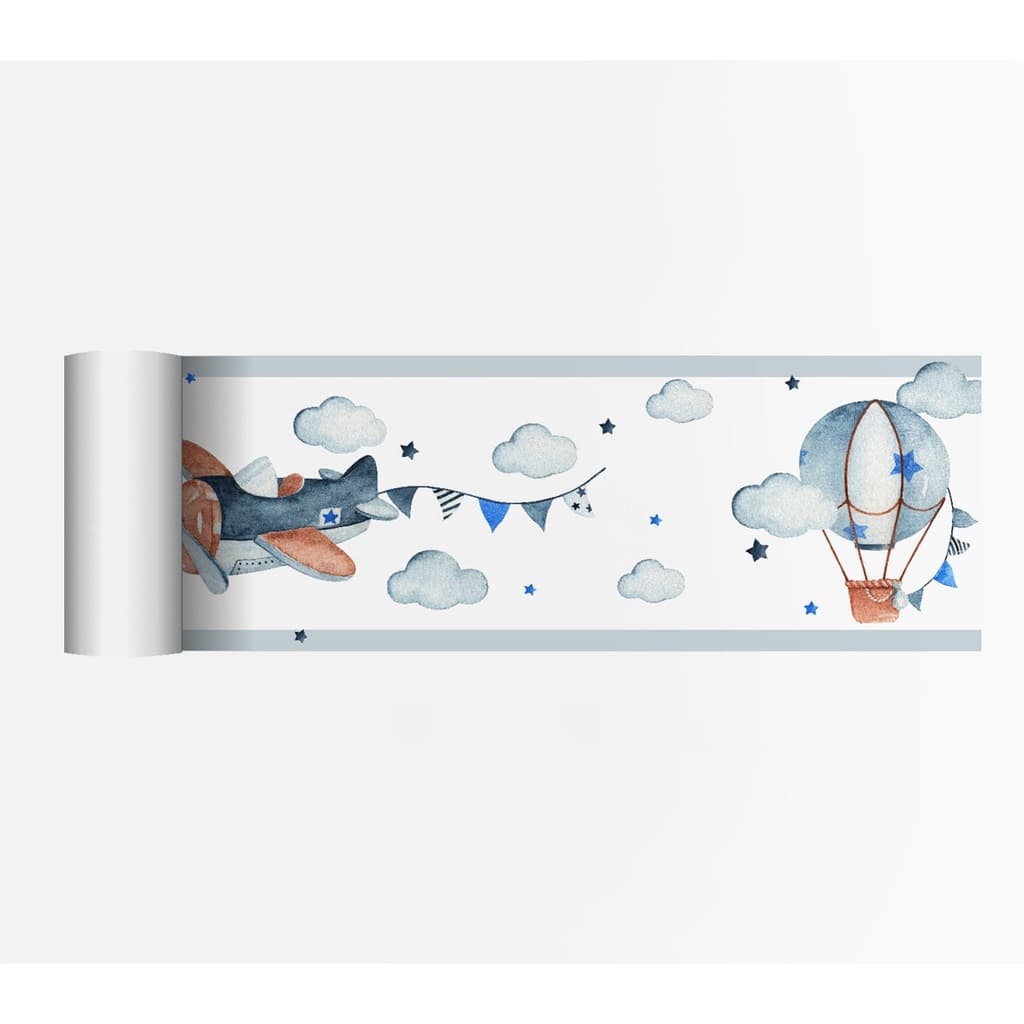 Faixa Decorativa adesiva infantil aviões balões menino  safari  quarto