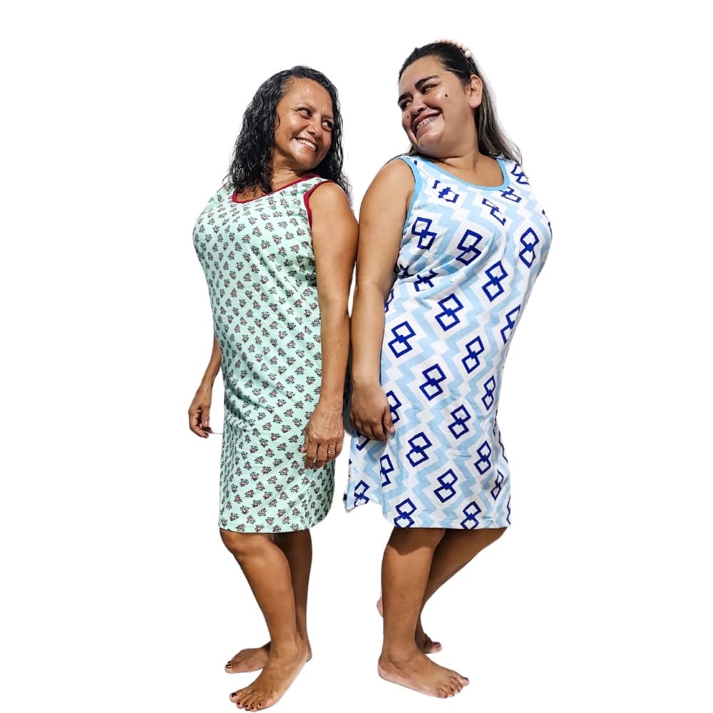 Kit 5 Camisolas Pijamas Alça Estampada Camisão 100%Algão
